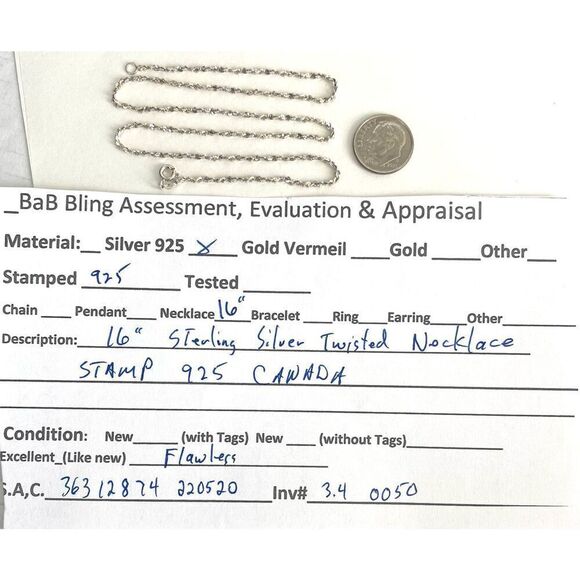 GB# Beautiful Twisted Sterling 925 Silver Necklace - Picture 10 of 10